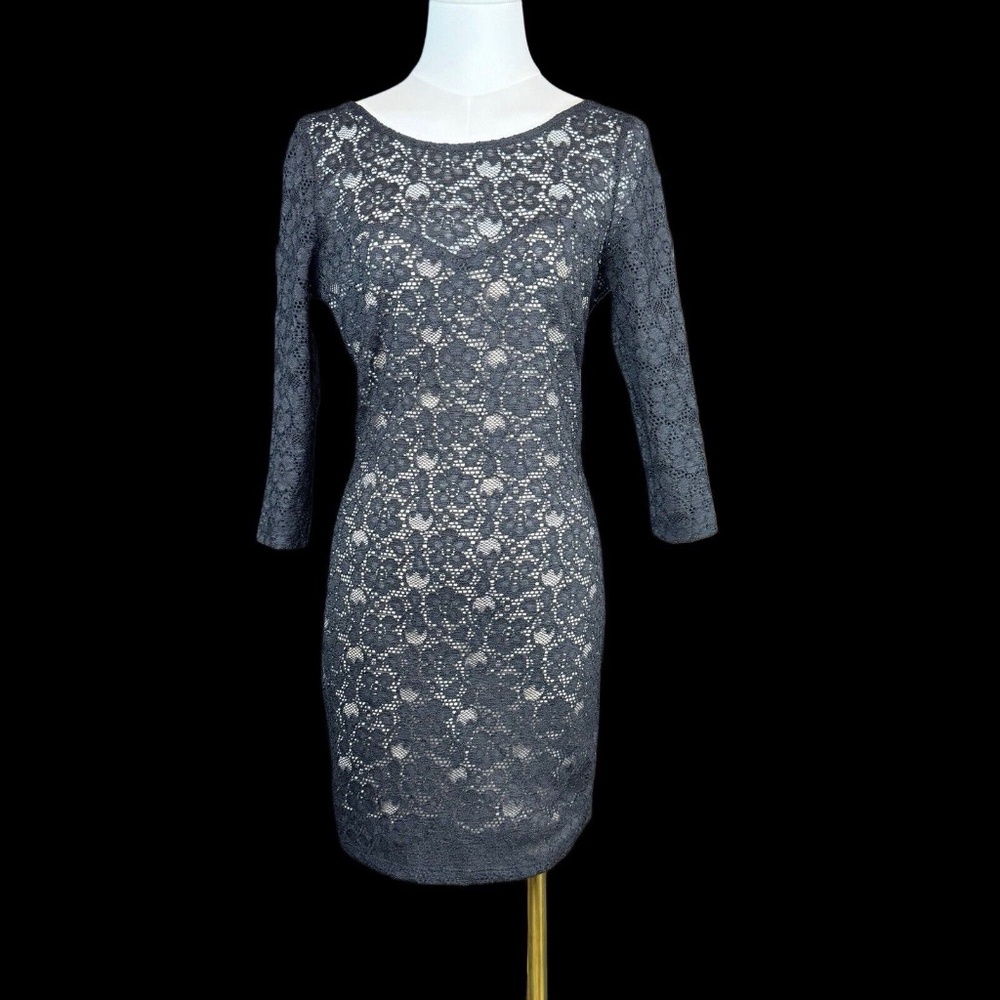 Vintage Mystic Size MEDIUM Black Stretch Lace Minidress